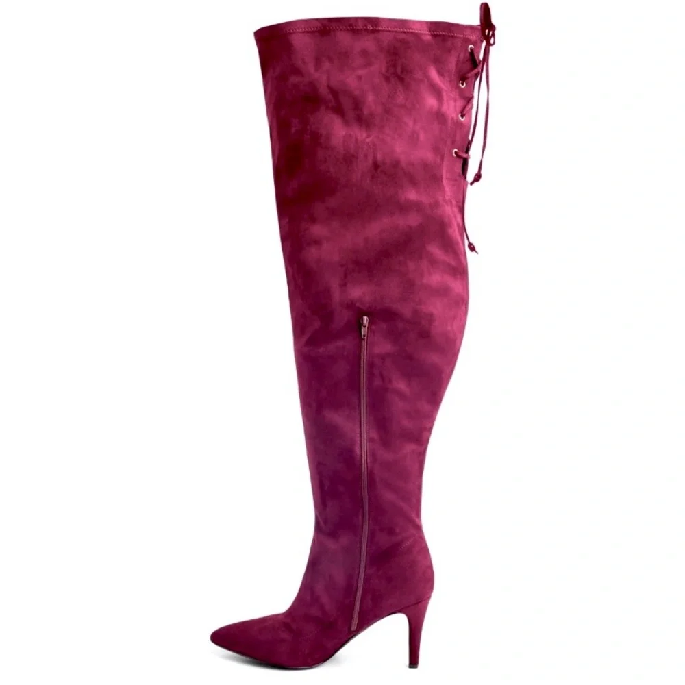 Nadia X FTF Rosa Faux Suede Thigh-High Boots